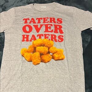 Gray T-Shirt with Taters Over Haters Print
